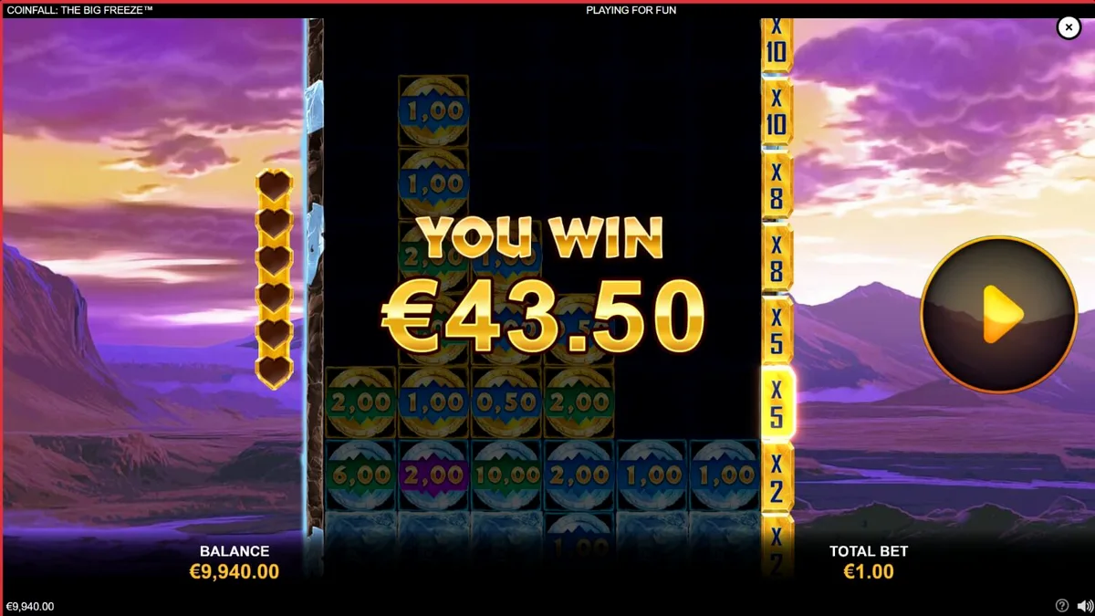 Pemandangan es prasejarah dalam slot Coinfall: The Big Freeze