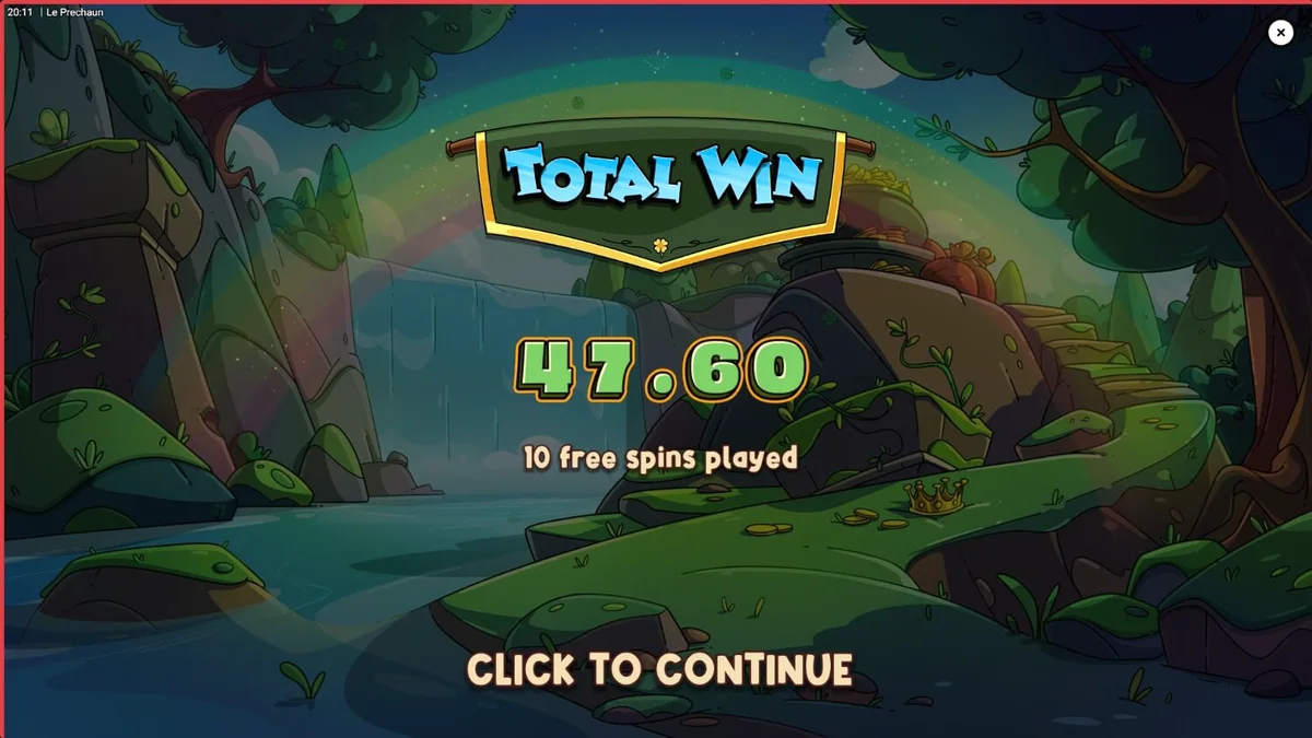 Karakter rakun dalam slot Le Prechaun dengan latar belakang hutan Irlandia