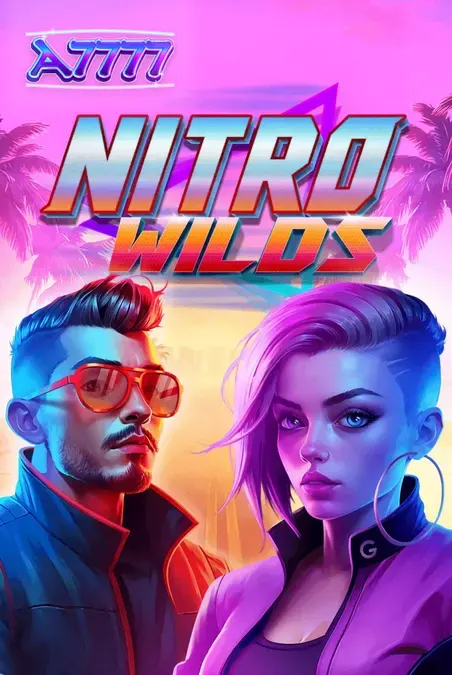 Tampilan visual slot Nitro Wilds dengan tema neon dan balapan retro